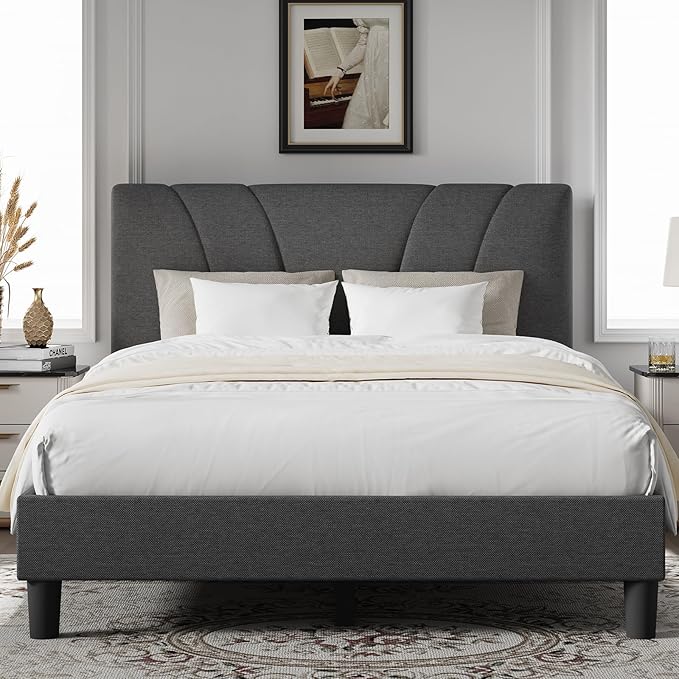 Novilla Full Bed Frame Upholstered Platform Full Size Bed Frame