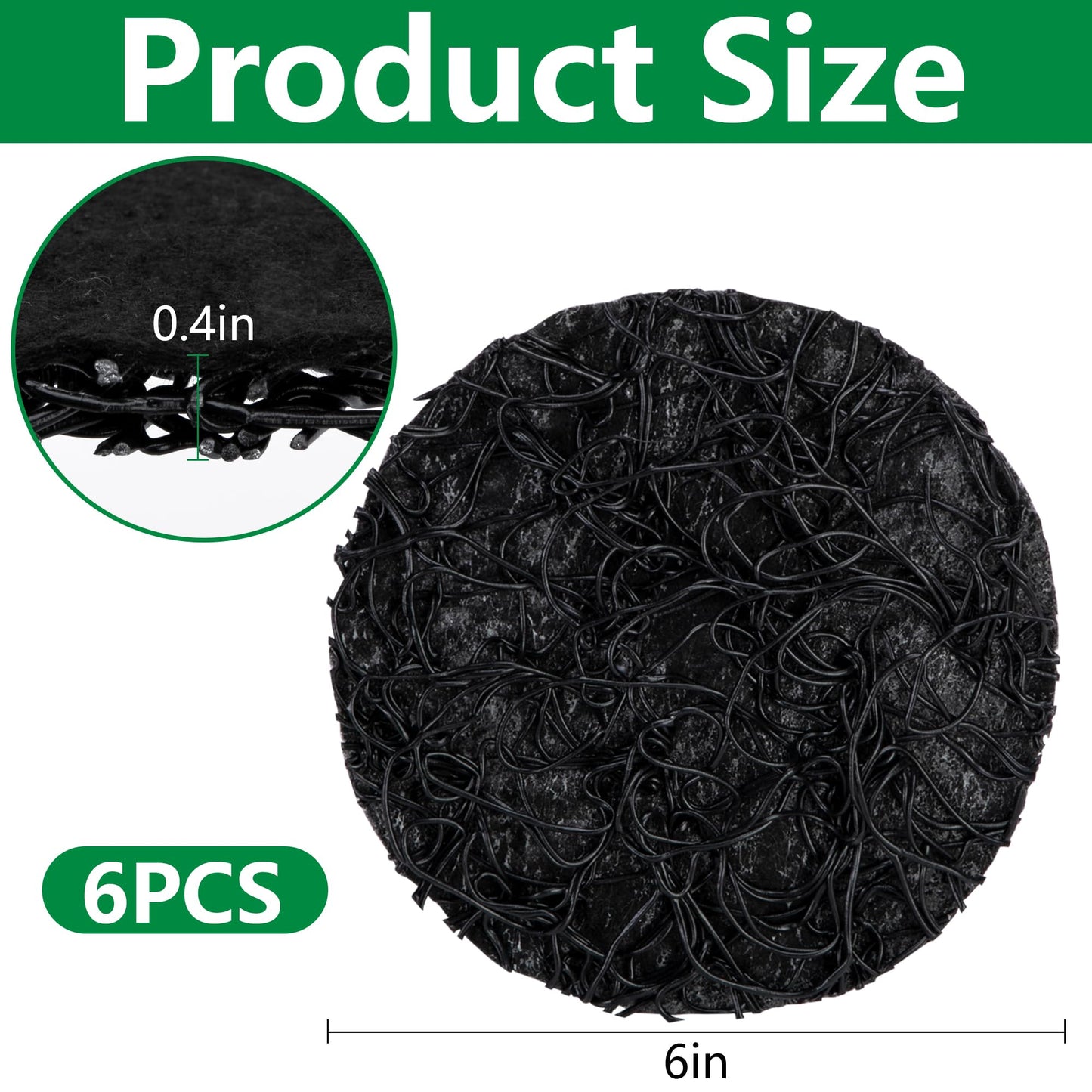 Mizelu 6 Pack Pot Mesh Drainage Discs, 6 Inch Thickened Drainage Hole Insert Pads, Reusable Plant Pot Bottom Mesh Mats for Indoor Outdoor Gardening to Prevent Soil Loss and Keep Root Healthy