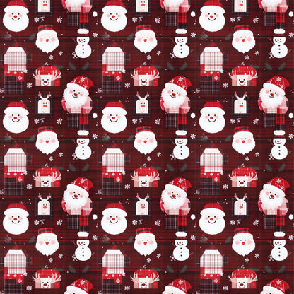 Timeet Christmas Peel and Stick Wallpaper Santa Claus & Snowman Contact Paper Red Plaid Holiday Wall Paper Decor Removable Self-Adhesive Wallpaper Vinyl Christmas Decoration 17" x 196.8"