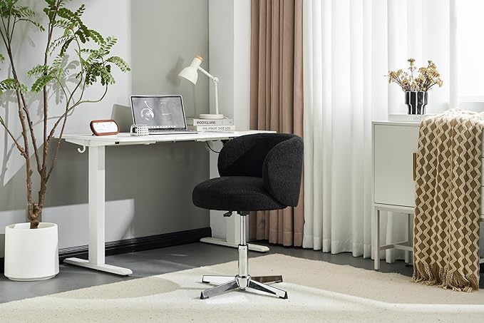 VINGLI Cute Small Swivel Desk Chair Comfy no Wheels, Ergonomic Low-Back Lumbar