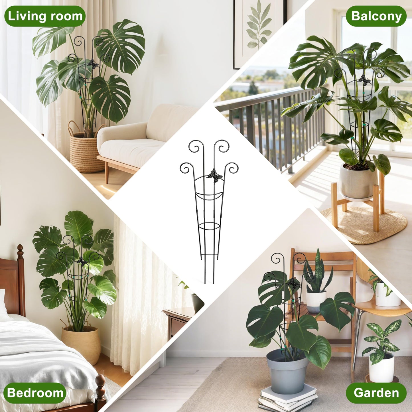 Coomin 32.6in Monstera Plant Support for Indoor Plants, 2P Trellis for Climbing Plants Indoor, Plant Climber Stakes for Potted Plants