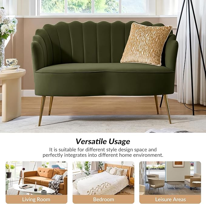 HULALA HOME Modern Velvet Loveseat Sofa