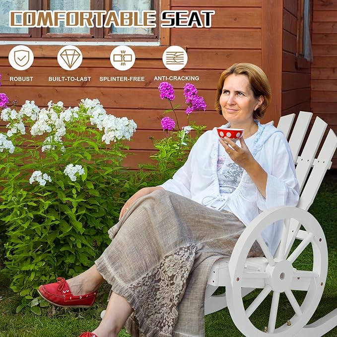 Outvita Adirondack Rocking Chair Set of 2, Wood Wagon Rocker, Outdoor Wooden