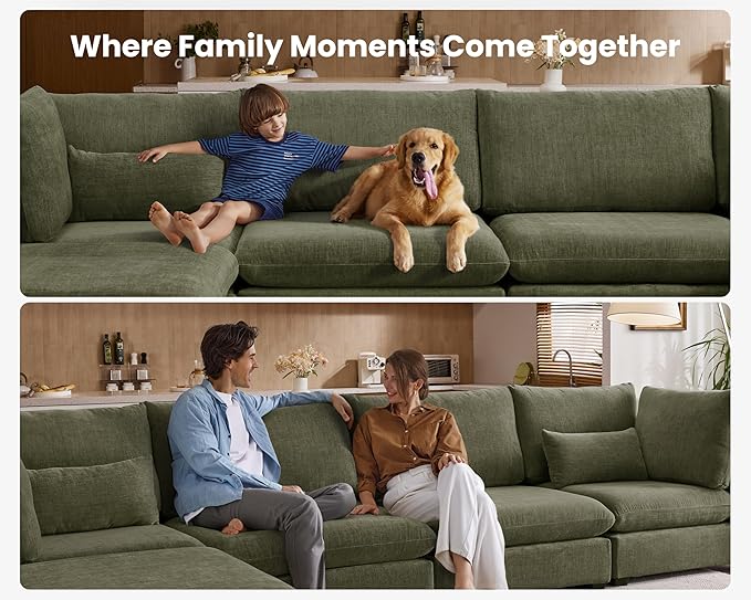 77" Oversized Chenille Couch Modular Sectional Sofa, Washable Cloud Couch