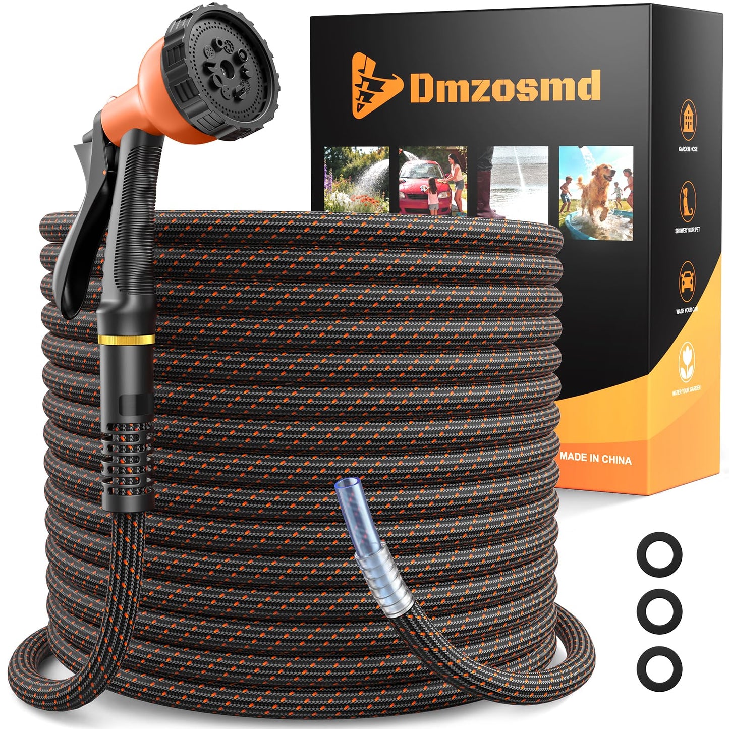 Garden Hose, 3/4" Flexible Water Hose Ultra Lightweight, Non-Expandable with 10 Function Nozzle, Kink-Free, Leak-Proof, 360° Swivel, Abrasion Resistant & Easy to Store for Yard Lawn, Outdoor (50ft)