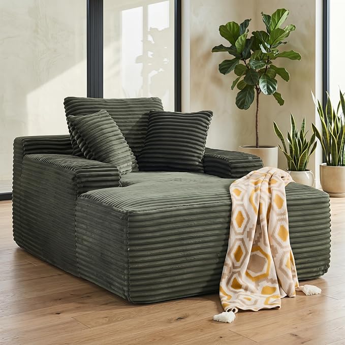 Oversized Boneless Chaise Sofa Bed, Corduroy Chaise Lounge Chair Indoor