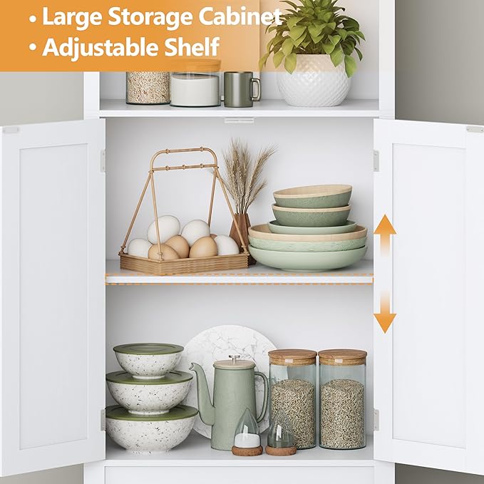 Bookshelf with Doors, Floor Standing Display Storage Cabinet