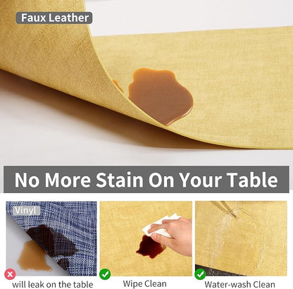 Maxpearl Faux Leather Placemats Set of 4 - Waterproof - Wipe Clean - Heat Resistant - Anti Slip Dining Table Place Mats, Suitable for Indoor & Outdoor Use, 17’’×12’’, Light Yellow