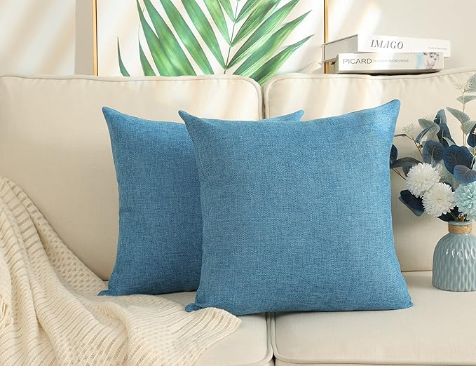 Stellhome Burlap Throw Pillow Covers 18x18 inch
