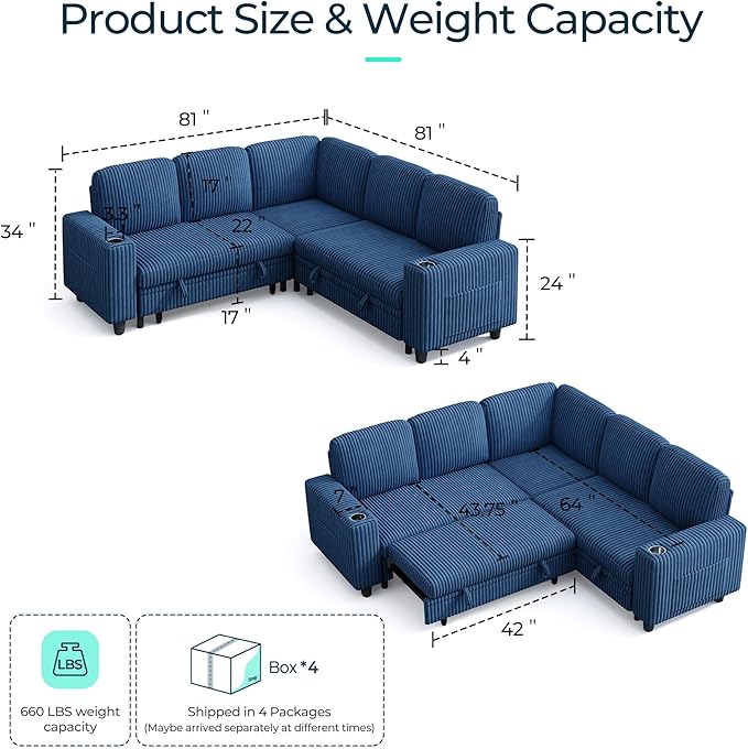 LINSY HOME Sleeper Sofa Bed