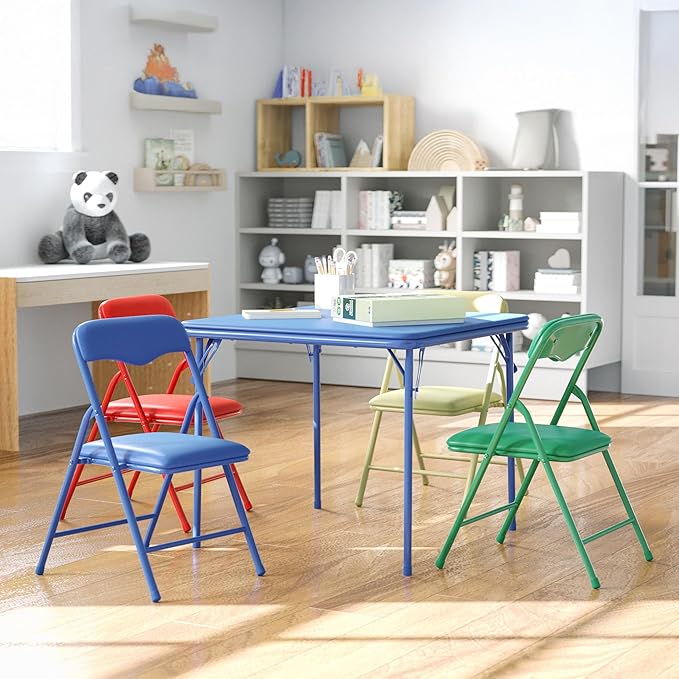 Flash Furniture Mindy Kids 5-Piece set Folding Square Table and Chairs Set