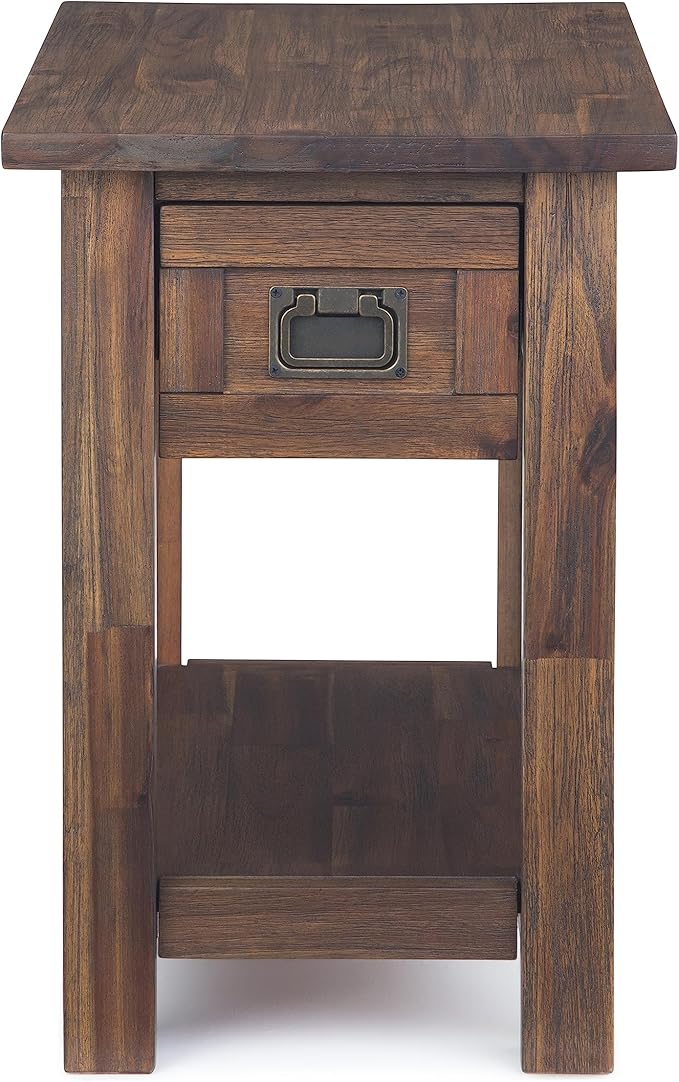SIMPLIHOME Monroe Narrow Side Table – 14 inch Wide Solid Acacia Wood End Table