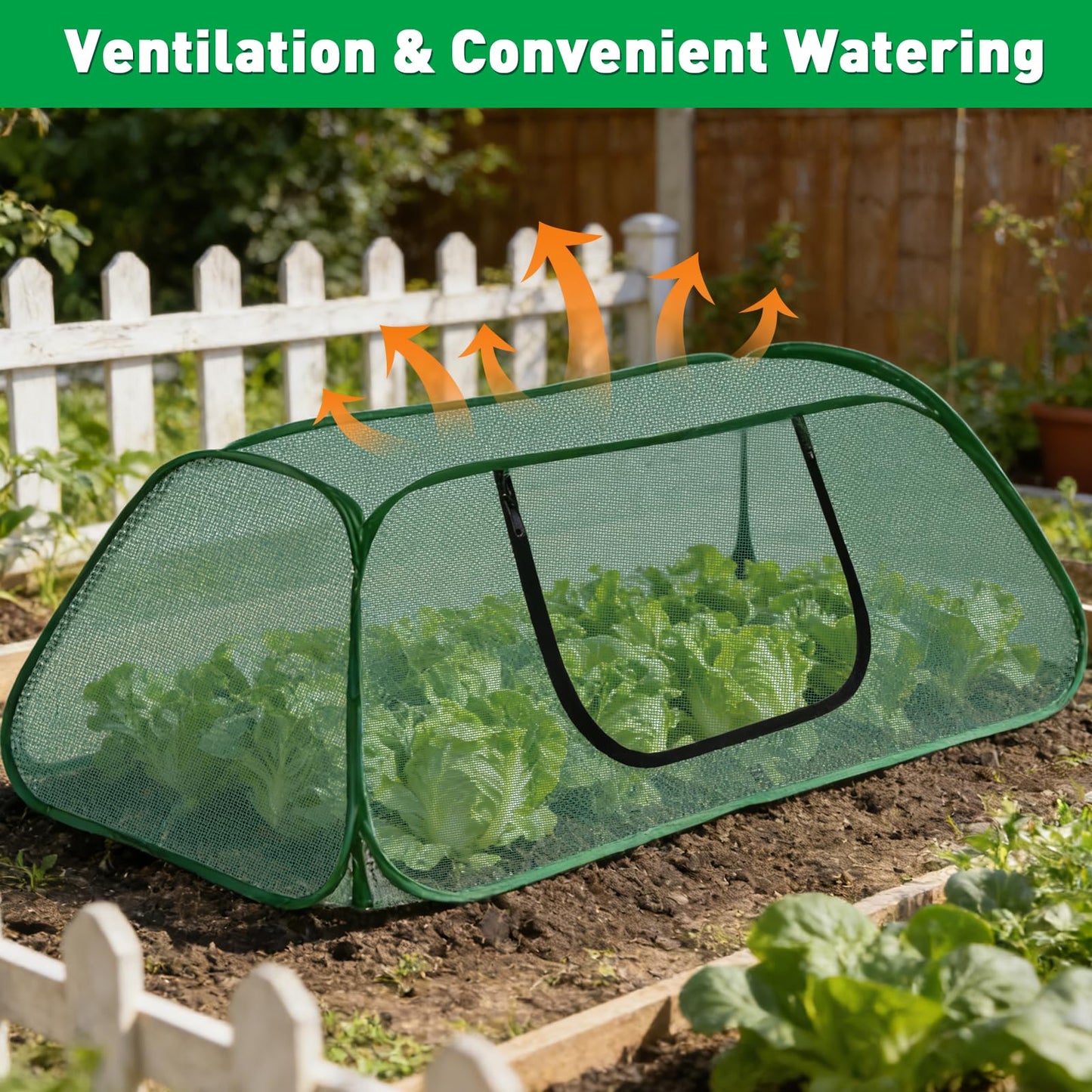 Pop-Up Raised Garden Bed Cover with Zipper Door - 30% Sunblock Garden Netting Crop Cage for Raised Beds, Plant Protector for Vegetables & Seedlings Against Birds, Animals & Insects-45" x 22" x 16"
