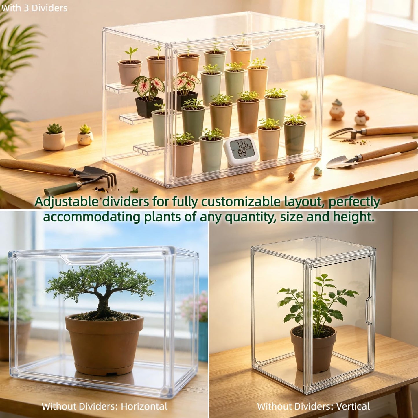Clear Mini Greenhouse Indoor, Small Portable Tabletop Green House with Magnetic Door for Seed Starting, Plant Grow Warmer and Home Gardening Display