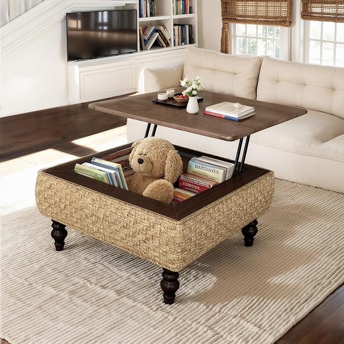 31.5" Lift Top Coffee Table for Living Room, Square Farmhouse Coffee Table
