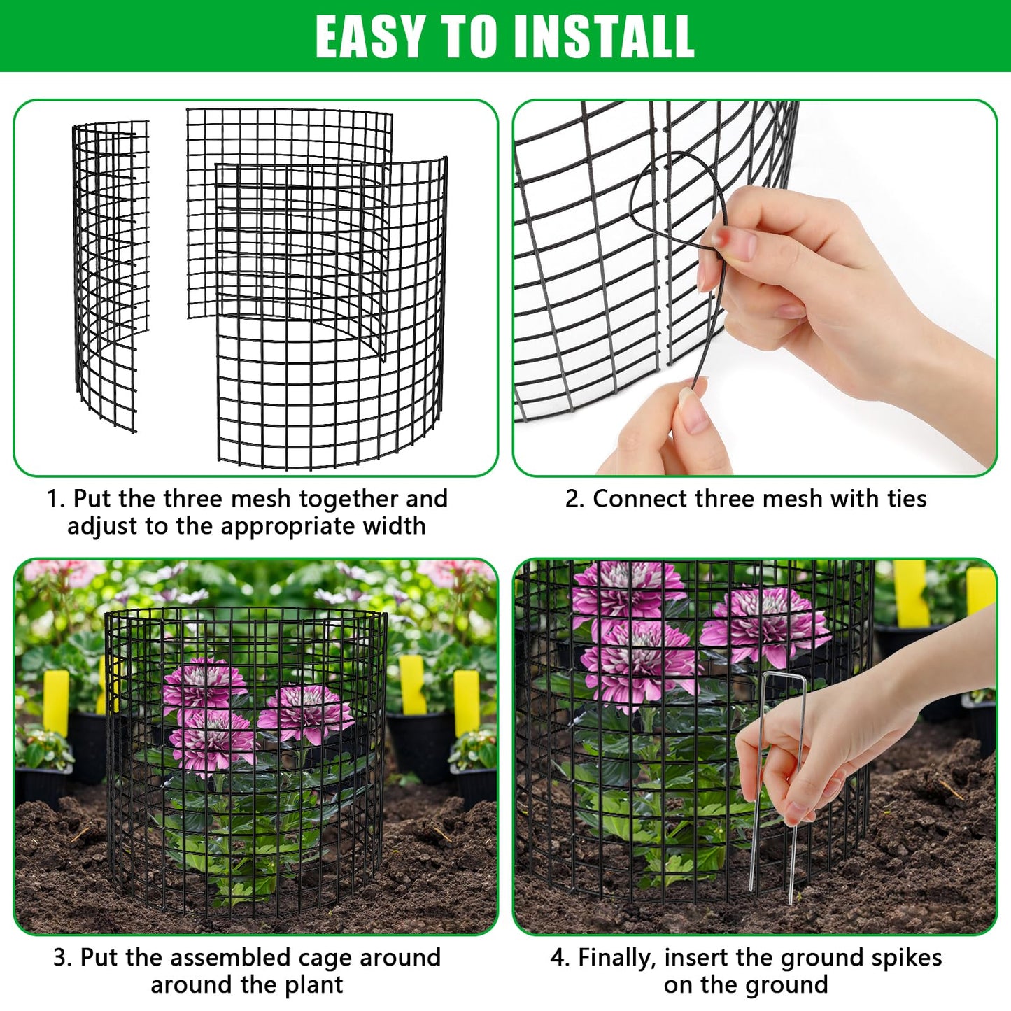 5 Pack Plant Protector from Animals, 13x12 inch Wire Plant Cages Mesh Plant Cage Garden Plant Protector, Sturdy Bunny Barricades Chicken Wire Cloche Plant Protectors for Keeping Bunny Animals Out