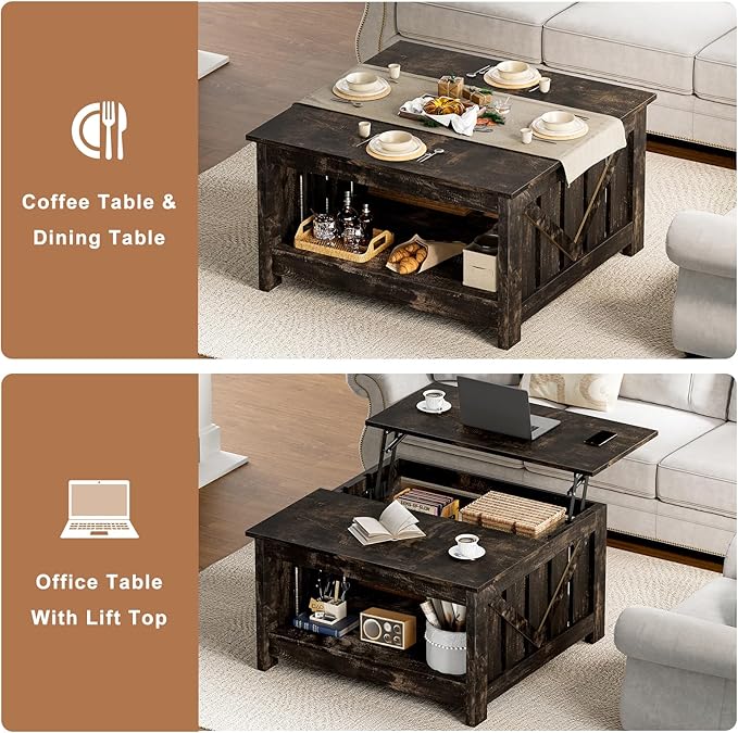 FABATO Lift Top Coffee Table, 31.5" Farmhouse Coffee Tables