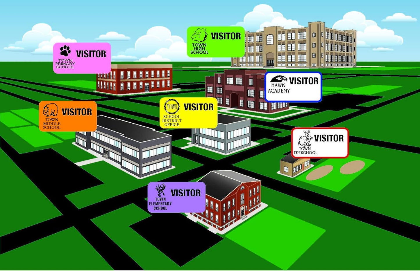 The Spoiled Office Custom Printed Visitor Sign in Book for School with 3" X 2" Peel Off Destination Carbonless Sheet with 500 Badges - Spiral Bound Log Book, Made in USA - Non-Expiring, Red with Logo