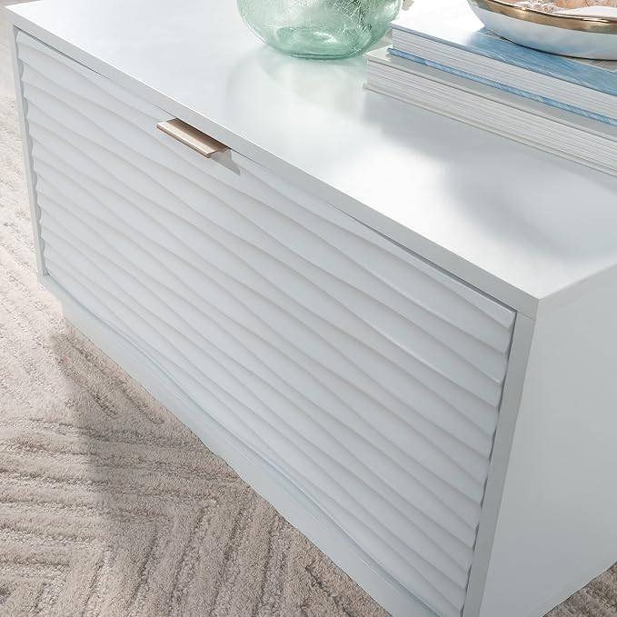 White Coffee Table with 2 Storage Drawers 31 in, Modern Living Room Center