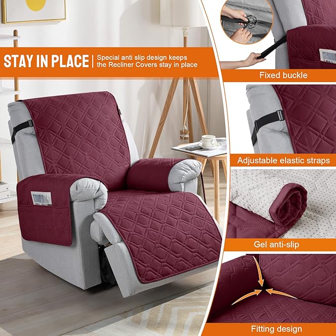 VANSOFY 100% Waterproof Recliner Chair Covers, Recliner Cover Non-Slip Dog