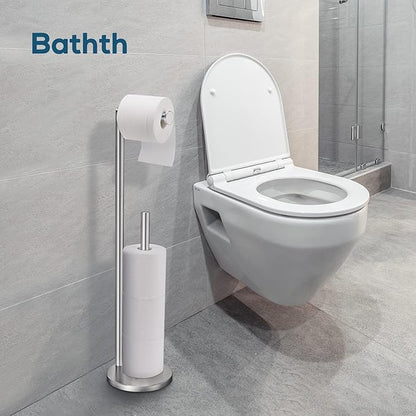 Toilet Paper Holder Stand, Toilet Paper Stand Brushed Nickel, Free Standing Toilet Paper Holder, Toilet Paper Storage by Bathth