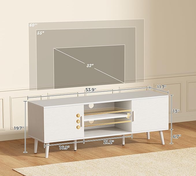 SUPERJARE TV Stand for 55 Inch TV, Entertainment Center