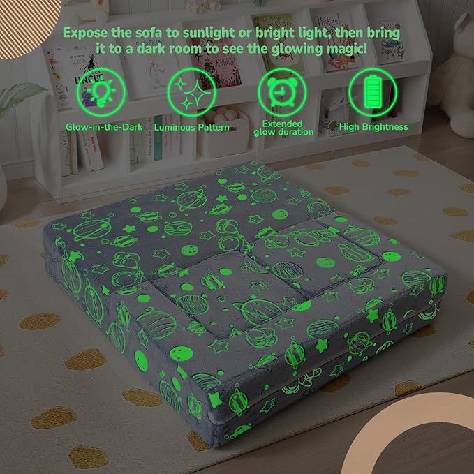 MeMoreCool Modular Kids Sofa, Glow in The Dark Space Kids Play Couch Sofa