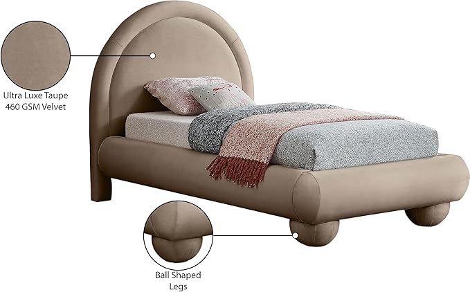 Meridian Furniture MadridTaupe-T Madrid Collection Art Deco Twin Bed