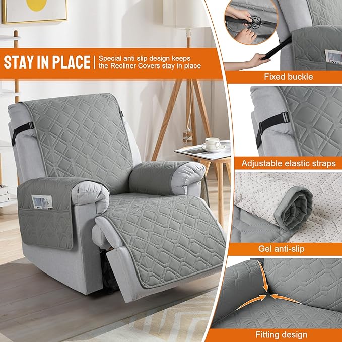 VANSOFY 100% Waterproof Recliner Chair Covers, Recliner Cover Non-Slip Dog
