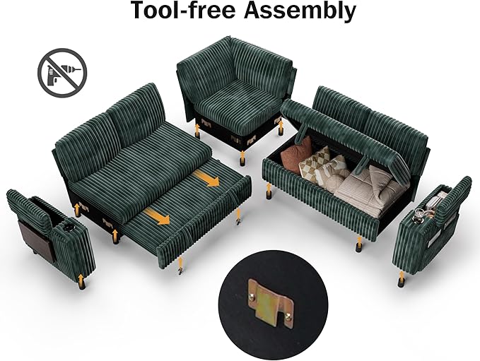 Vipbear 86" Modular Sectional Sleeper Sofa