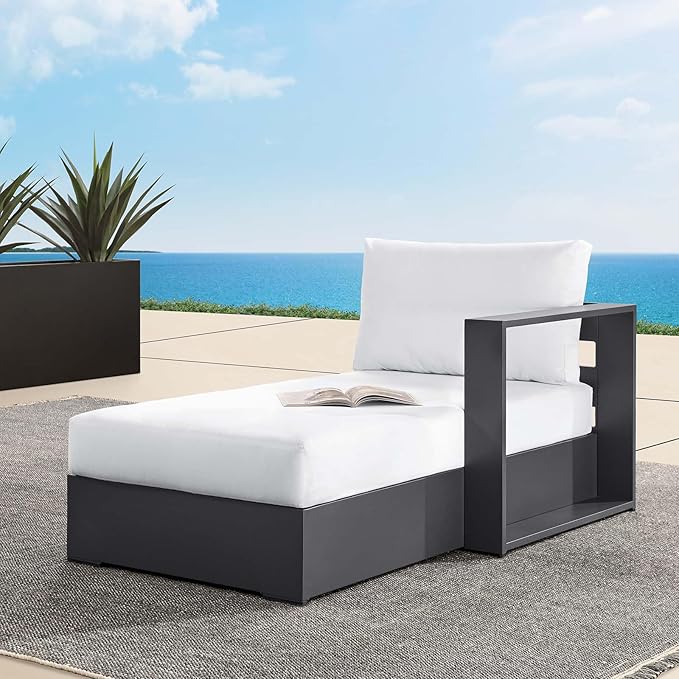 Modway Tahoe Powder-Coated Aluminum Outdoor Chaise Lounge in Gray White