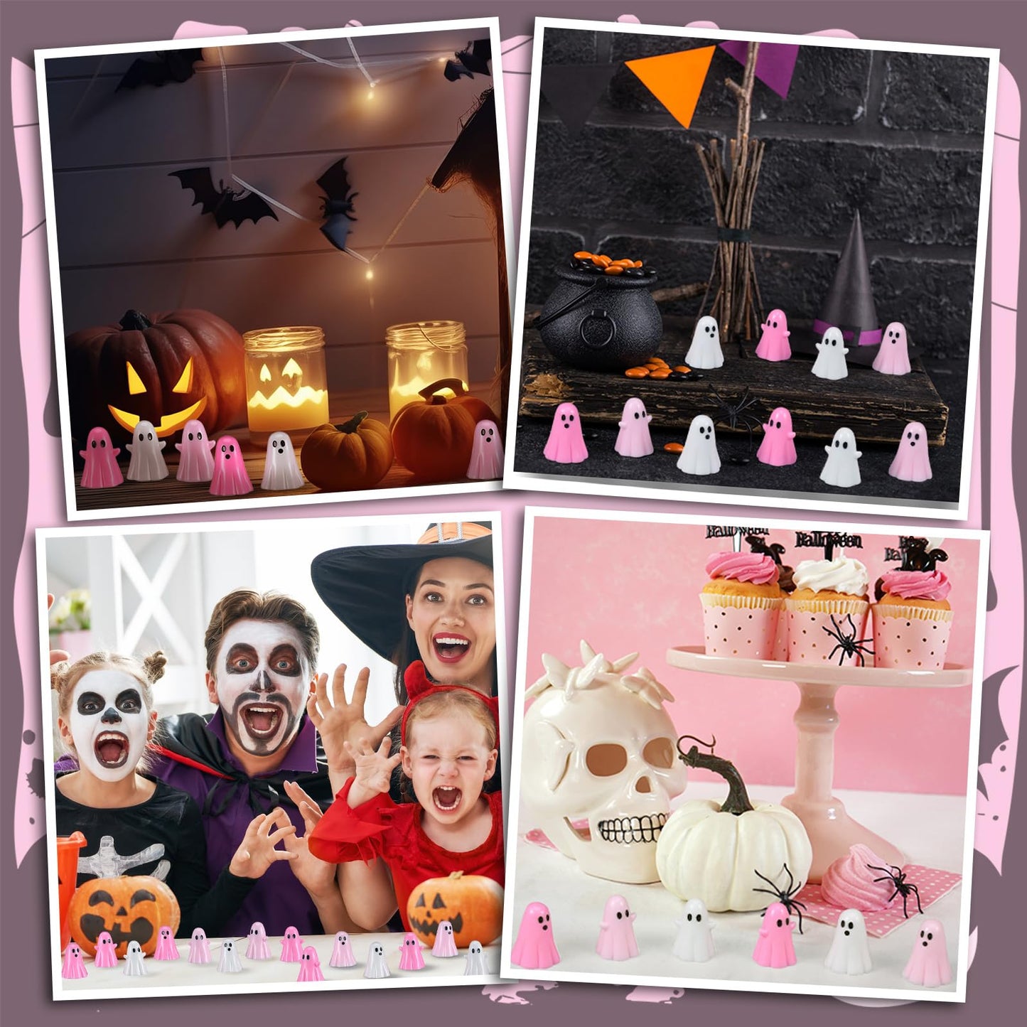 Beeveer 50 Pcs Halloween Mini Ghost Figurines Ghost Figurines Resin Small Miniature Figures Spooky Tiered Tray Decor Garden Cake Topper Dollhouse Micro Home Tabletop Landscape Decor