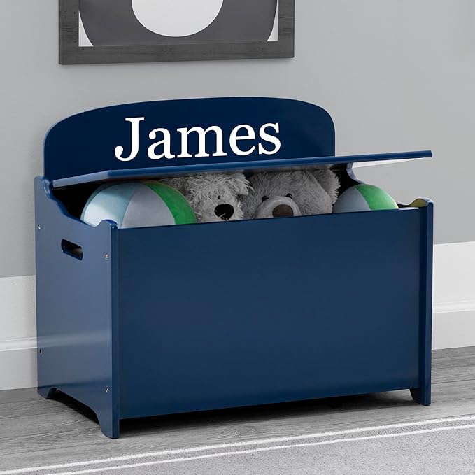 Delta Children Personalized MySize Deluxe Toy Box, Deep Blue