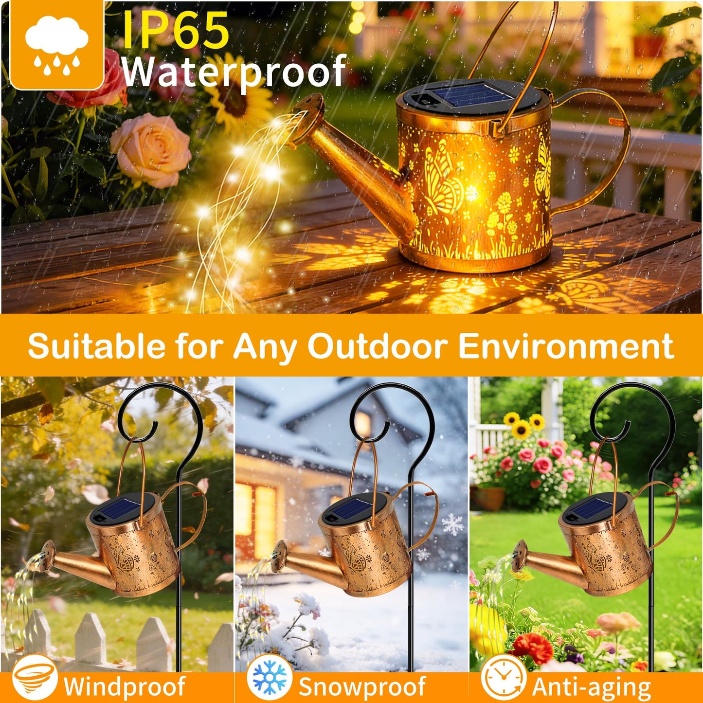 ZNYCYE Solar Watering Can Lights, Butterfly Decorative Hanging Lantern Solar Lights Outdoor Waterproof, Gifts for Mom Women Grandma Mother's Day, Retro Metal Garden Decor for Outside Yard Patio Lawn