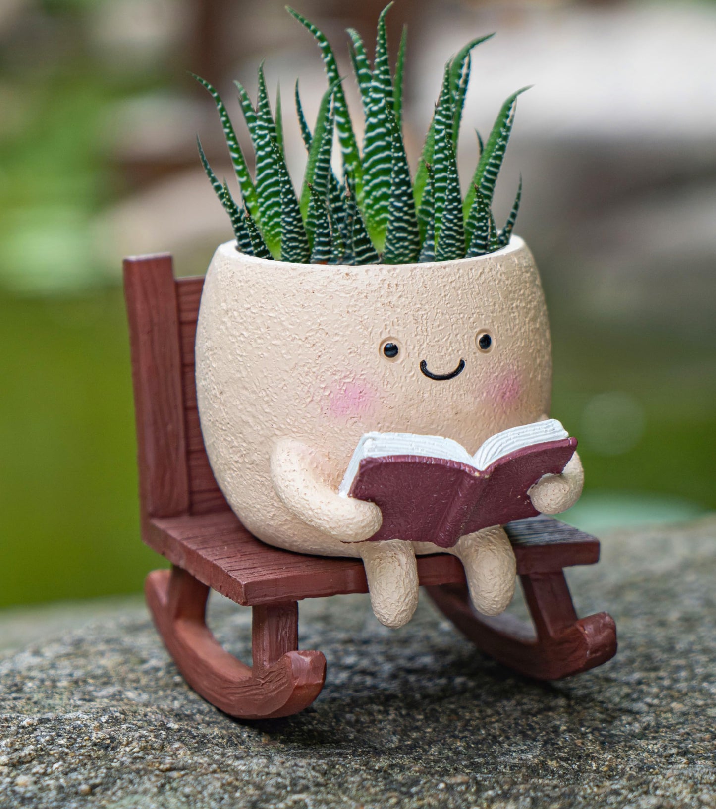 Rocking Chair Smiley Face Planter,Cute Plant Pots for Indoor Outdoor Plants,Succulent Pots with Drainage Hole,Unique Funny Flower Pot for Succulents,Plant Gifts for Mother's Day, Birthday, Christmas