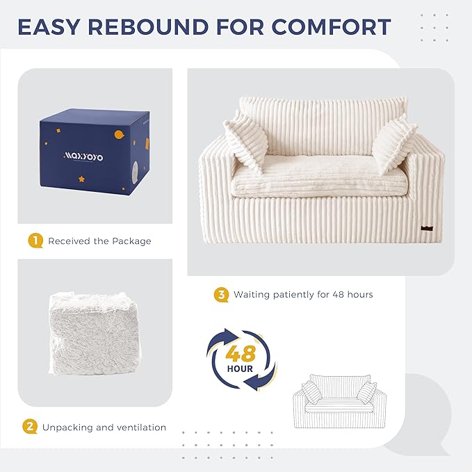 MAXYOYO Bean Bag Sofa Couch, Loveseat Boneless Couch in a Box, Upholstered