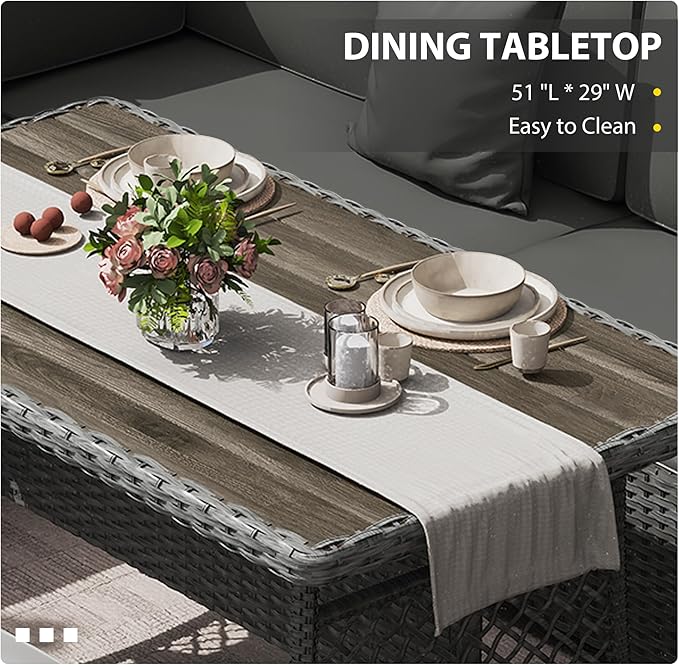 KIGOTY 7 Piece Patio Furniture Set, Outdoor PE Wicker Rattan Outdoor Dining Set