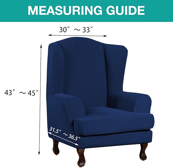 Turquoize Wingback Chair Covers 2 Piece Wing Chair Slipcover Stretch Slipcovers