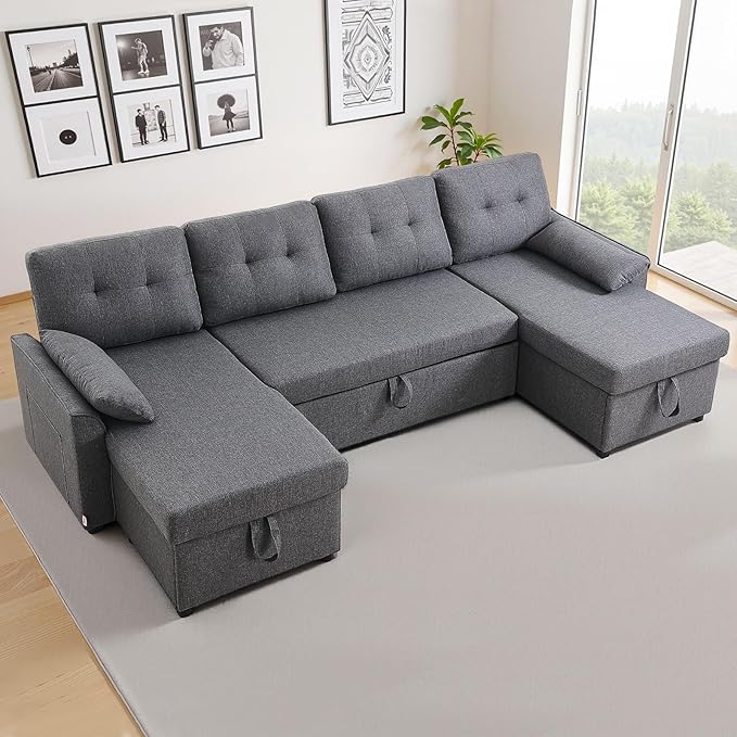VEVOR U Shaped Sofa Bed, Convertible Sofa Bed