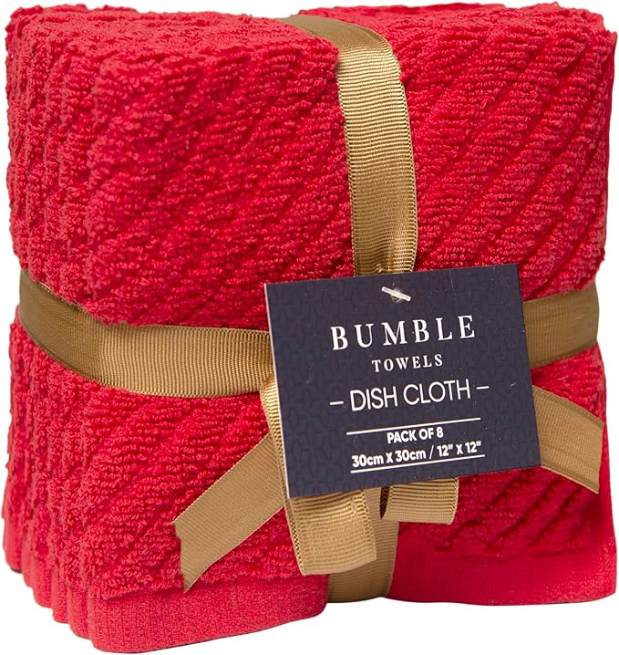 Bumble Towels Premium Kitchen Dish Cloths | 8 Pack | Diagonal Deluxe Dish Cloth
