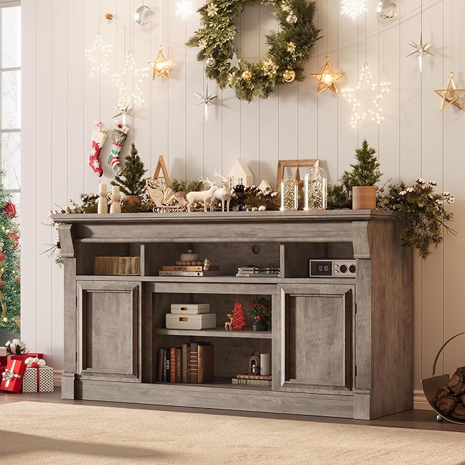 IDEALHOUSE Farmhouse TV Stand for TVs Up to 65", Entertainment Center