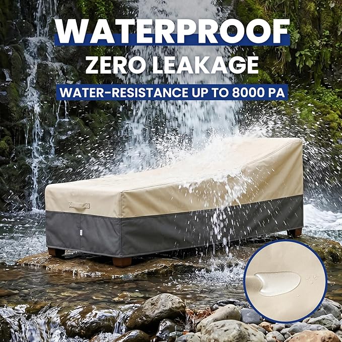 Extra Heavy Duty Patio Chaise Lounge Cover Waterproof 2 Pack