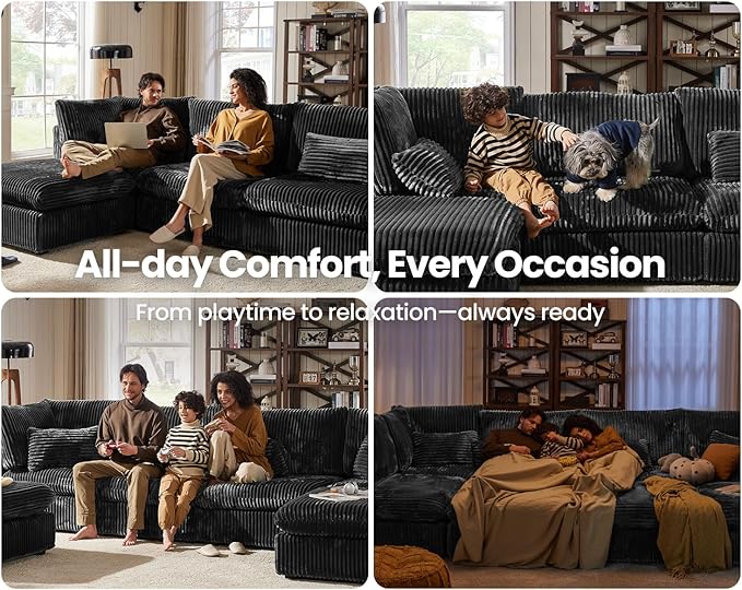 CHIC HOUSE Module for Modular Oversized Couch, Corduroy Customizable Chaise