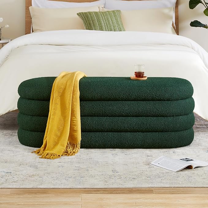 Busaurus Storage Ottoman Bench 49.2 Inch Upholstered Fabric Storage Bench