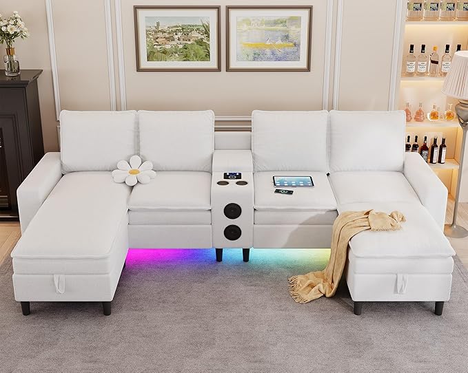Sectional Couches for Living Room, 4 Seat Sectional Sofa