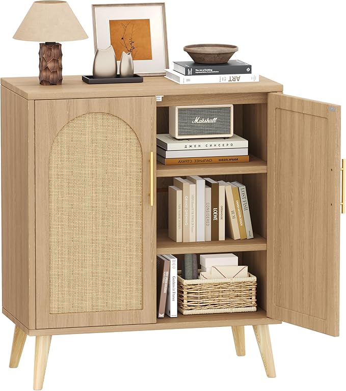 Set of 2 Rattan Buffet Cabinet