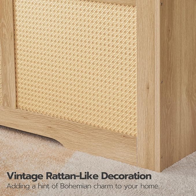 HOOBRO Storage Bench, 39.3" Toy Box, Rattan-Like Storage Chest, Sturdy Entryway