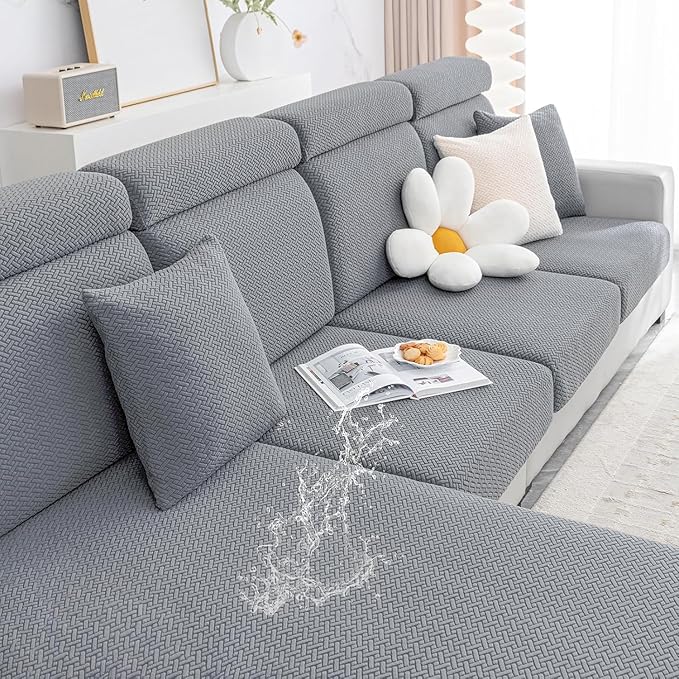 Smiry Waterproof Couch Cushion Covers, Stretch Jacquard Sectional Couch Covers