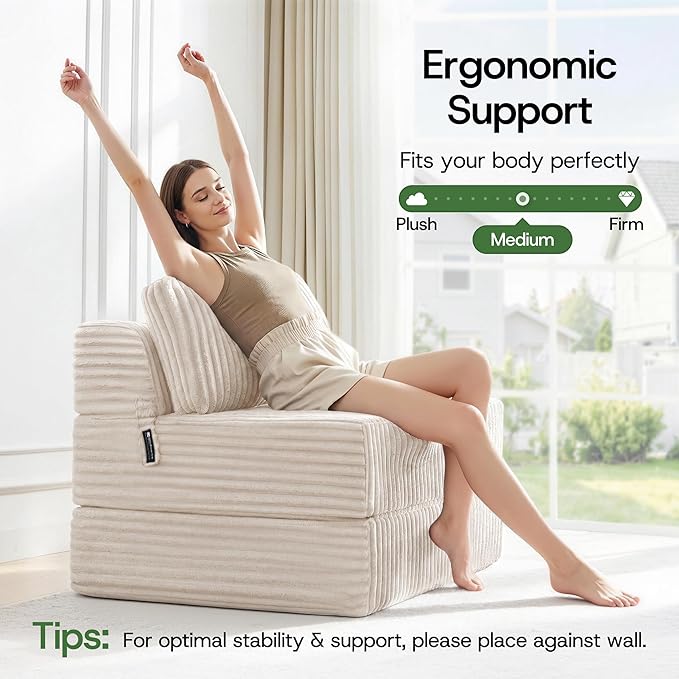 Convertible 4-in-1 Folding Sofa Bed Boneless Sleeper Chair Couch Foldable