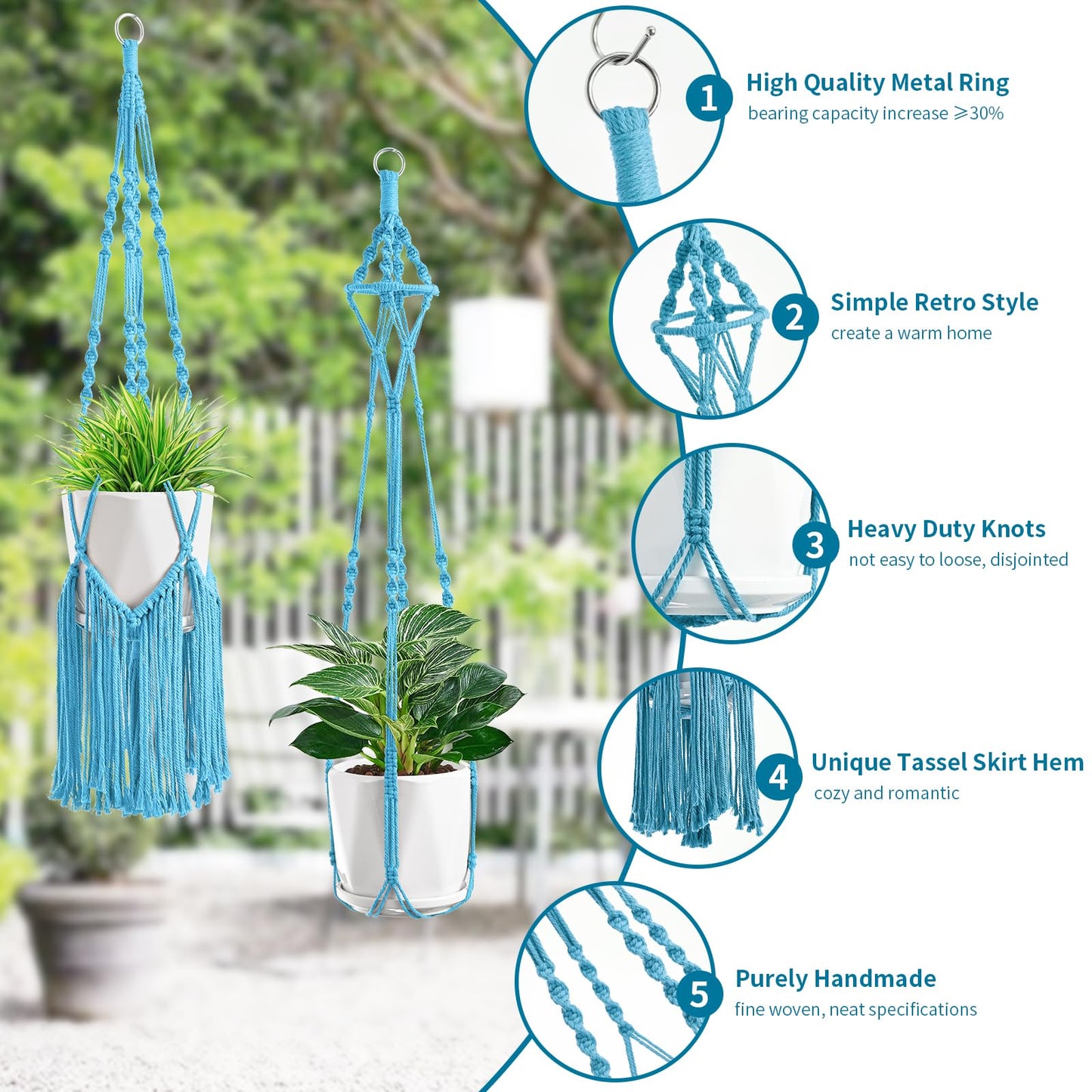 SFENNGPET Macrame Plant Hangers, 6Pack Hanging Planters for Indoor Plants w/ 6 Set Hangers Kit Handmade Macromay Plant Hangers Indoor Flower Pots Holder Stand for Boho Home Décor (POTS NOT Included)